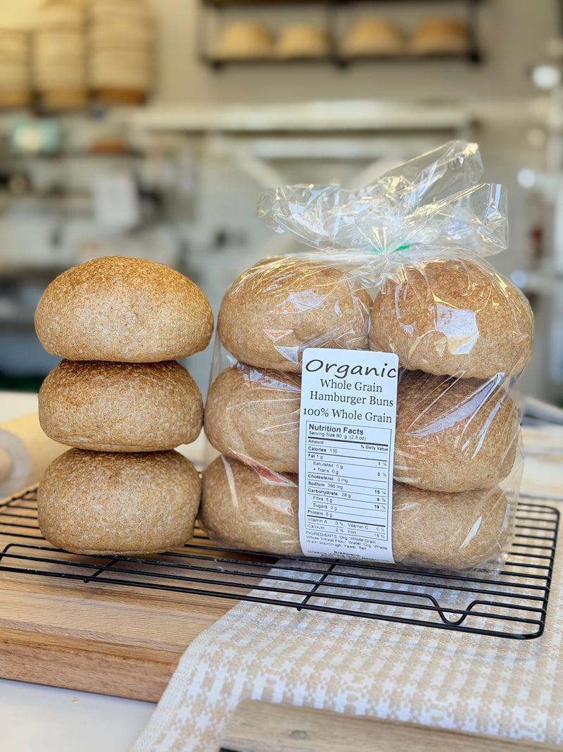 Organic Whole Wheat Hamburger Buns Pack of 6