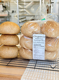 Organic Whole Wheat Hamburger Buns Pack of 6