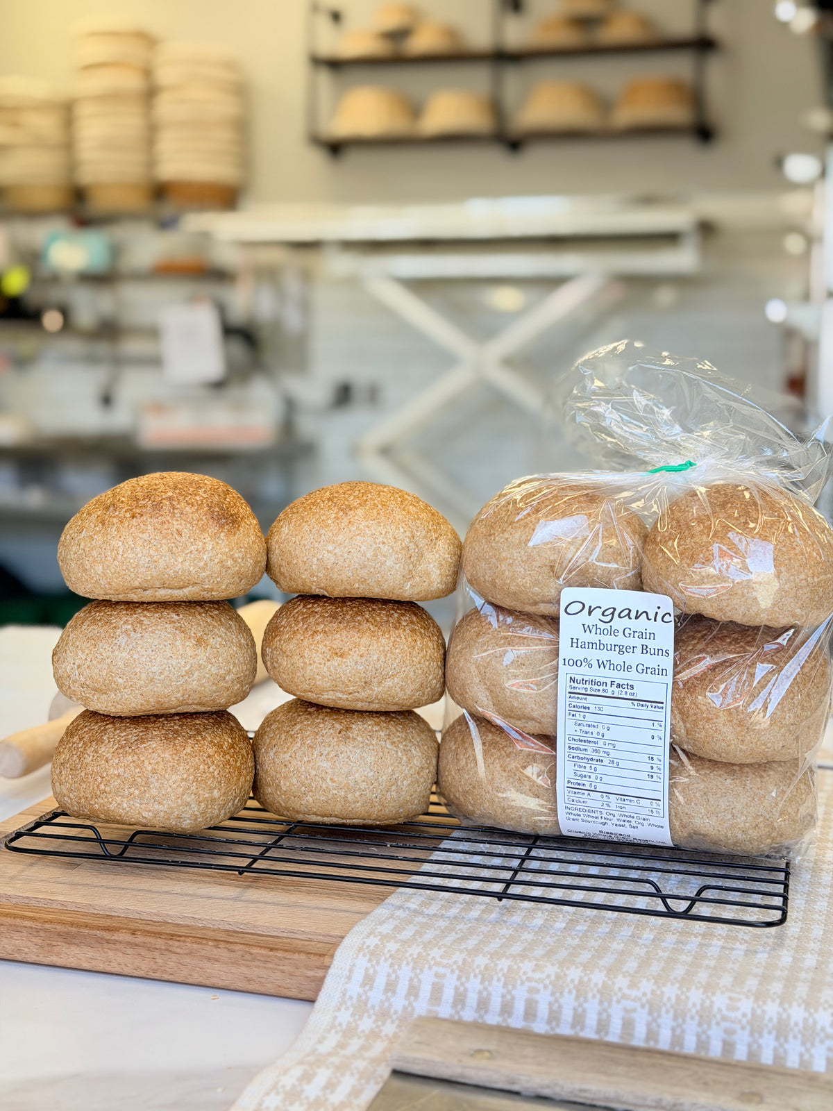 Organic Whole Wheat Hamburger Buns Pack of 6