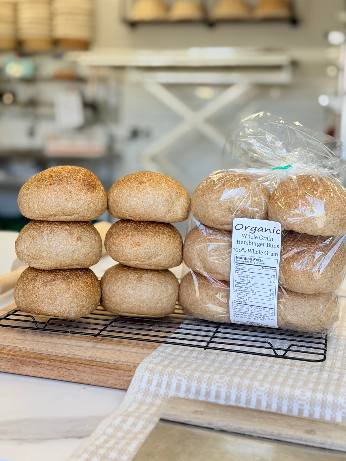 Organic Whole Wheat Hamburger Buns Pack of 6